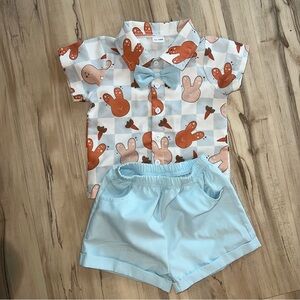 Kids Blue and Orange Bunny Matching Set